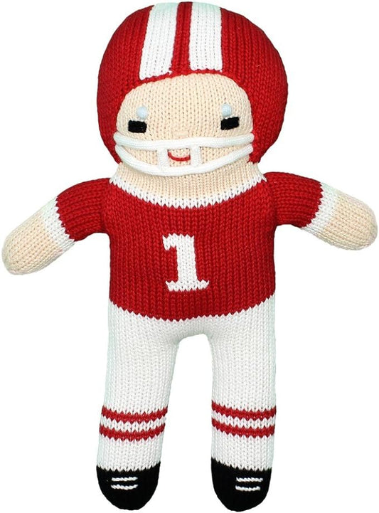 Zubels - 7" Red & White Football Player Rattle