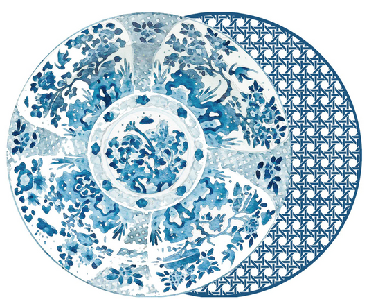 Holly Stuart Home - Two Sided Matt Beshears Canton and Cadet Blue Cane Placemat