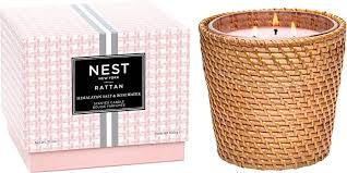 Nest Himalayan Salt & Rosewater Rattan Candle