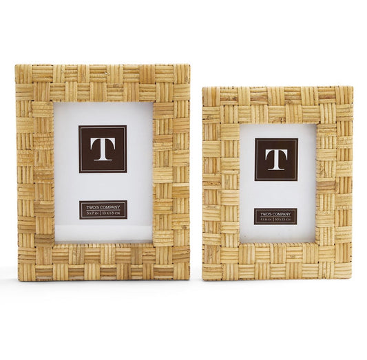 Two’s Company Natural Rattan Hand-Crafted Photo Frame