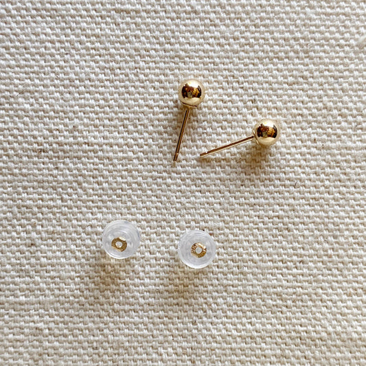14k Solid Gold 4mm Ball Stud Piercing Earrings