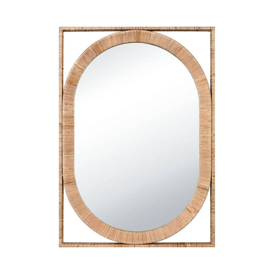 Rattan Framed Oval Wall Mirror baarlo